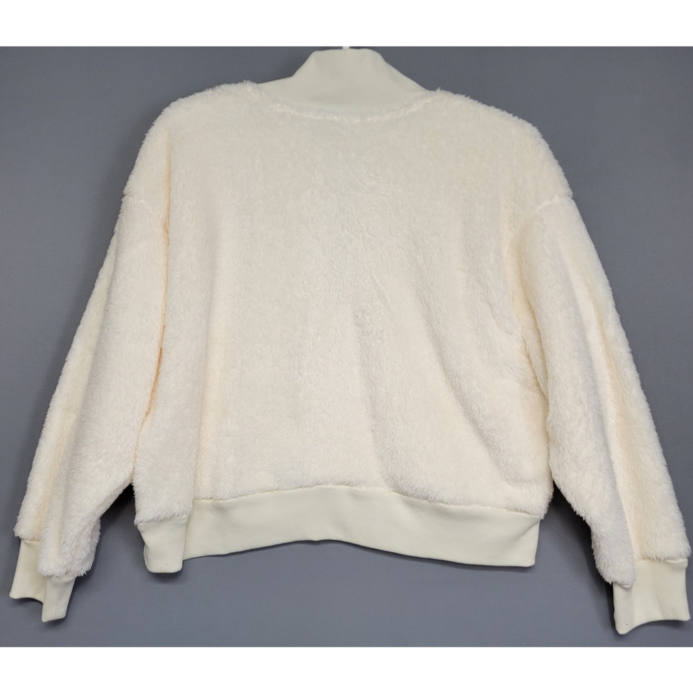 New Sonoma Sherpa Cozy Soft Sweater Womens XXL Faux Fur Fleece Zip Ivory - Picture 13 of 14